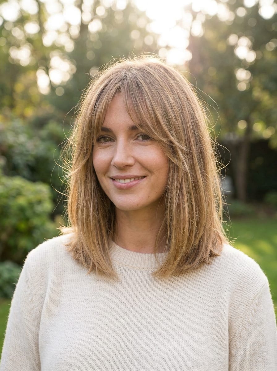 Long Bob mit Curtain Bangs - Long Bob Frisur